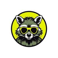 cool racoon wearing sunglasses vector clip art illustration