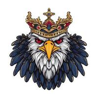 Falcon Eagle wearing a crown logo vector clip art illustration