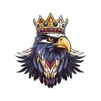 Falcon Eagle wearing a crown logo vector clip art illustration