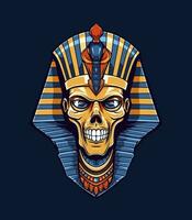 A majestic Skull Egyptian golden pharaoh vector clip art illustration, embodying power and royalty, perfect for ancient Egypt inspired designs and historical projects