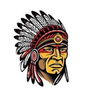 Native indian american head vector clip art illustration