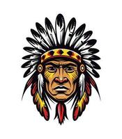 Native indian american head vector clip art illustration