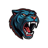 Howling Panther roar head vector clip art illustration