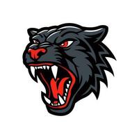 Howling Panther roar head vector clip art illustration