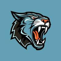 Howling Panther roar head vector clip art illustration