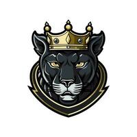 Panther head wearing a crown vector clip art illustration