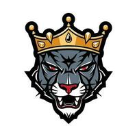 Panther head wearing a crown vector clip art illustration