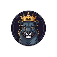 Panther head wearing a crown vector clip art illustration