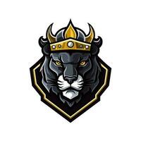 Panther head wearing a crown vector clip art illustration