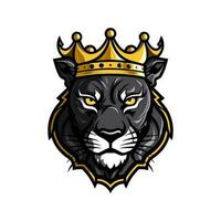 Panther head wearing a crown vector clip art illustration