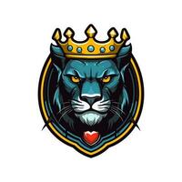 Panther head wearing a crown vector clip art illustration