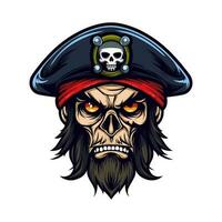 Pirates skull zombie head vector clip art illustration