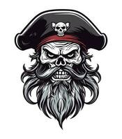 Pirates skull zombie head vector clip art illustration