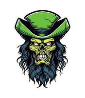 Pirates skull zombie head vector clip art illustration