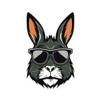 A cool and stylish rabbit wearing sunglasses vector clip art illustration, exuding a sense of confidence and trendiness, perfect for fashion forward designs and hip branding