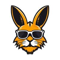 A cool and stylish rabbit wearing sunglasses vector clip art illustration, exuding a sense of confidence and trendiness, perfect for fashion forward designs and hip branding