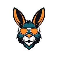 A cool and stylish rabbit wearing sunglasses vector clip art illustration, exuding a sense of confidence and trendiness, perfect for fashion forward designs and hip branding