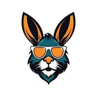 A cool and stylish rabbit wearing sunglasses vector clip art illustration, exuding a sense of confidence and trendiness, perfect for fashion forward designs and hip branding