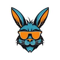 A cool and stylish rabbit wearing sunglasses vector clip art illustration, exuding a sense of confidence and trendiness, perfect for fashion forward designs and hip branding