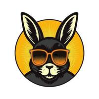 A cool and stylish rabbit wearing sunglasses vector clip art illustration, exuding a sense of confidence and trendiness, perfect for fashion forward designs and hip branding