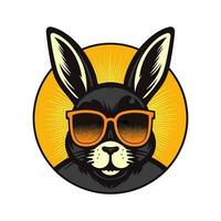 A cool and stylish rabbit wearing sunglasses vector clip art illustration, exuding a sense of confidence and trendiness, perfect for fashion forward designs and hip branding