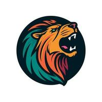 howling lion logo vector clip art illustration