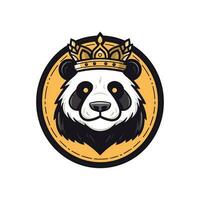 panda wearing a crown vector clip art illustration