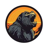 howling gorilla logo vector clip art illustration