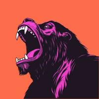 howling gorilla logo vector clip art illustration