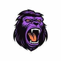 howling gorilla logo vector clip art illustration