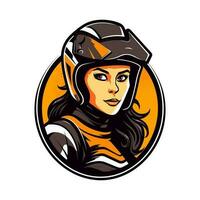 Motocross logo girl helmet vector clip art illustration