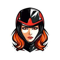 Motocross logo girl helmet vector clip art illustration