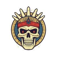 Skull warrior flat design vector clip art illustration