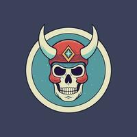 Skull warrior flat design vector clip art illustration