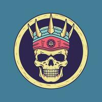 Skull warrior flat design vector clip art illustration