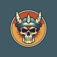 Skull warrior flat design vector clip art illustration