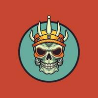 Skull warrior flat design vector clip art illustration