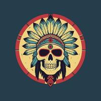 Skull warrior flat design vector clip art illustration