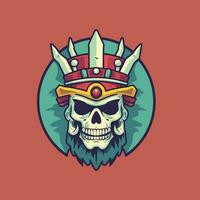 Skull warrior flat design vector clip art illustration