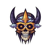 Skull warrior flat design vector clip art illustration