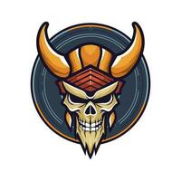 Skull warrior flat design vector clip art illustration