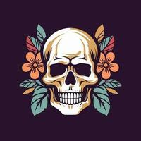 skull head with flower decoration vector clip art illustration