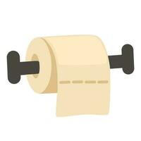 Toilet paper roll and metal holder. Hygiene icon. Bathroom accessories, WC. Cartoon vector illustration isolated on white background