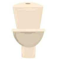 White ceramic toilet. Bathroom, Home interior. Flat vector illustration isolated on white background