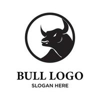Black Bull in Circle Logo Design Inspiration. vector