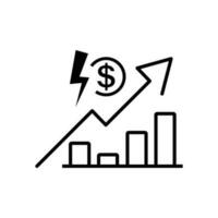 cost electricity icon, price or tariff electric energy, thin line symbol on white background. vector