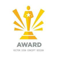 Award winner cup - logo icon on white background vector illustration. Statuette reward championship concept sign. Graphic design element.
