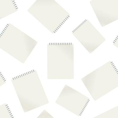 Realistic template notepad with spiral seamless pattern background. Business flat vector illustration. Office stationery notebook concept sign symbol pattern.