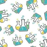 Chemical test tube seamless pattern background. Business flat vector illustration. Experiment flasks sign symbol pattern.