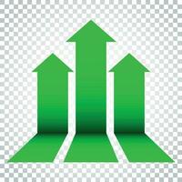 Arrow growing graph vector icon. Progress arrow grow sign illustration. Business concept simple flat pictogram on isolated background.